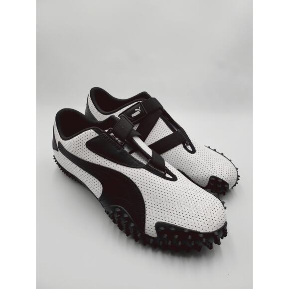 Men Size 9 Puma Mostro Perforated Leather Pack Sneakers White Black 397331-01